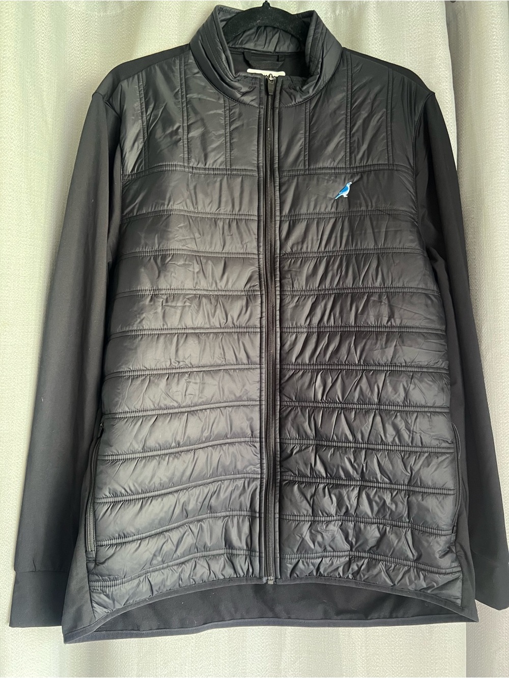 Straight Down Men's Golf Black Quilted Zip-Front Hybrid Puffer Jacket